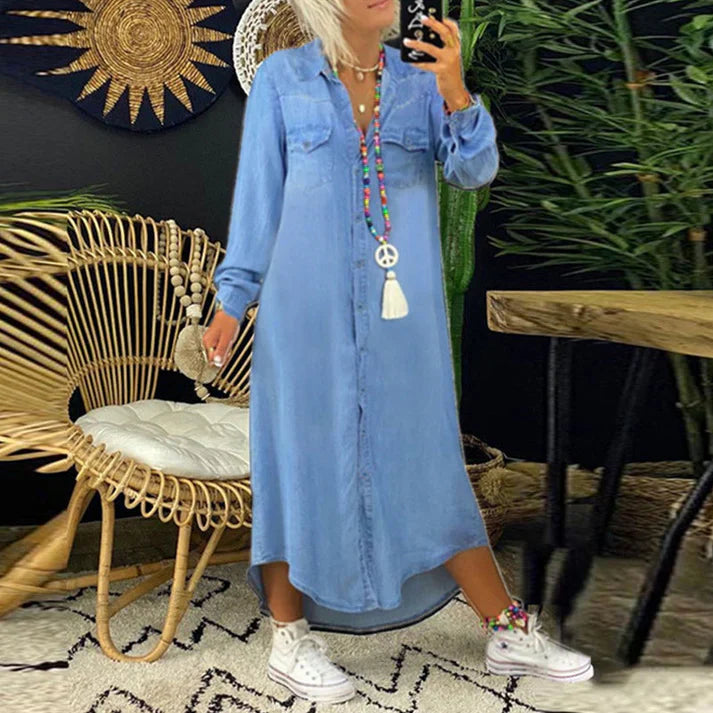 Lilla - Comfortabele Shirtjurk in Denim