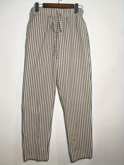 MARLENE™ | Gestreepte Linnen Broek