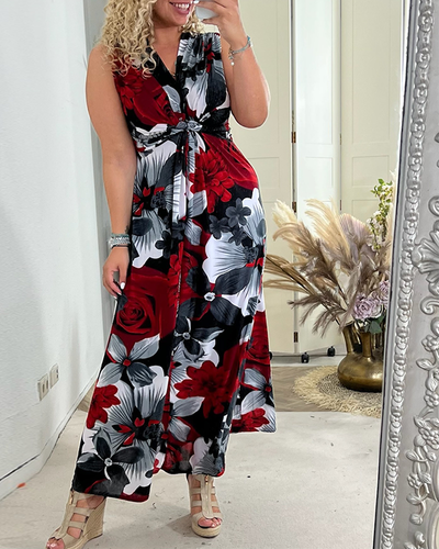 Sacha™ - Elegante mouwloze jurk met plissé bloemenprint