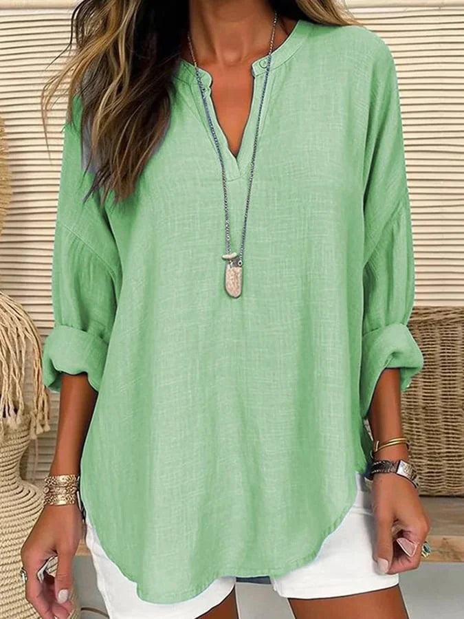 Lina – Losvallend strandshirt met lange mouwen