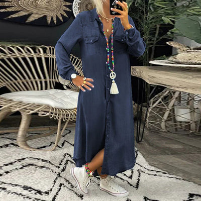 Lilla - Comfortabele Shirtjurk in Denim