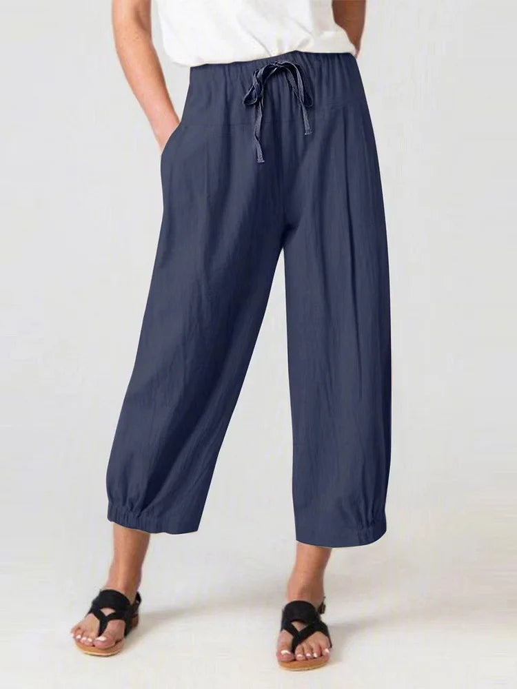 Raya – Cropped trekkoord broek