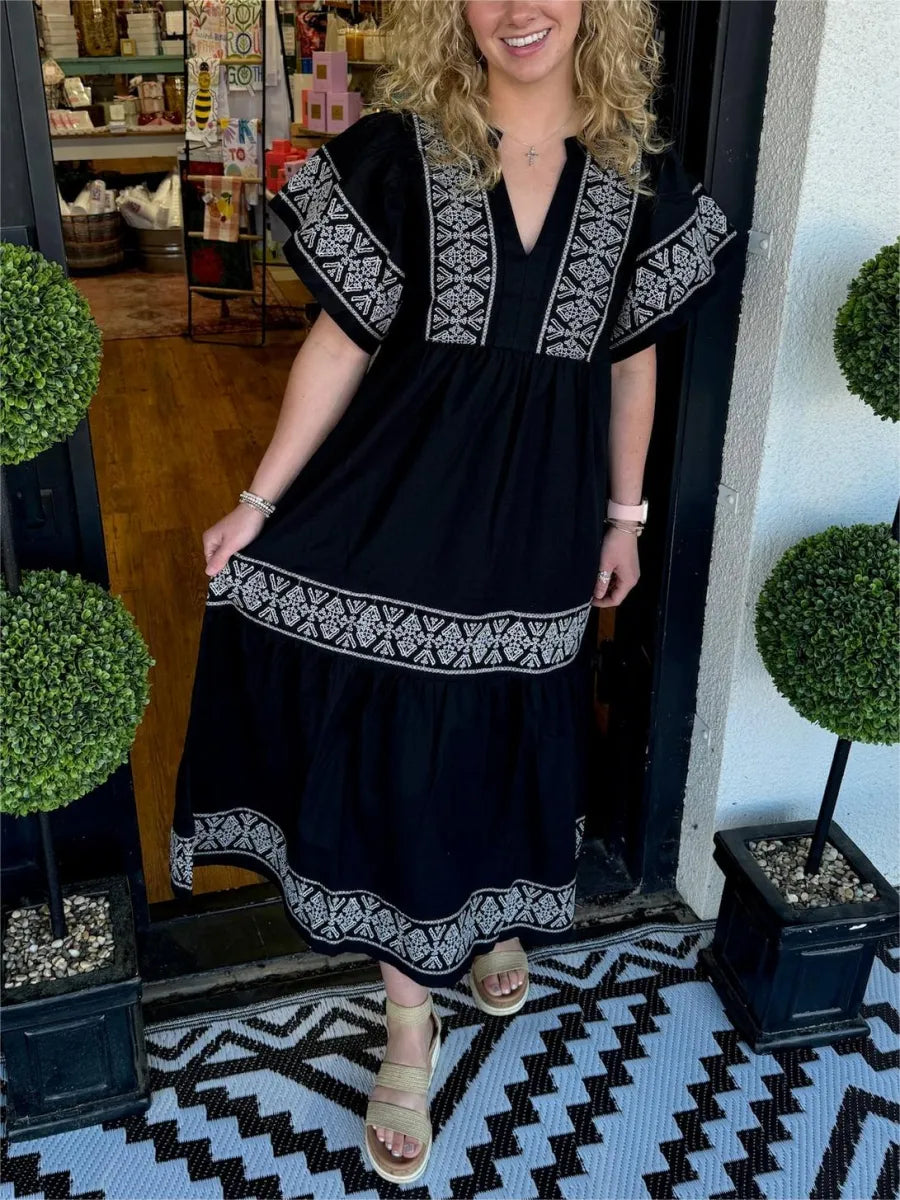Noéa™ - Lange Boheemse Jurk met V-hals