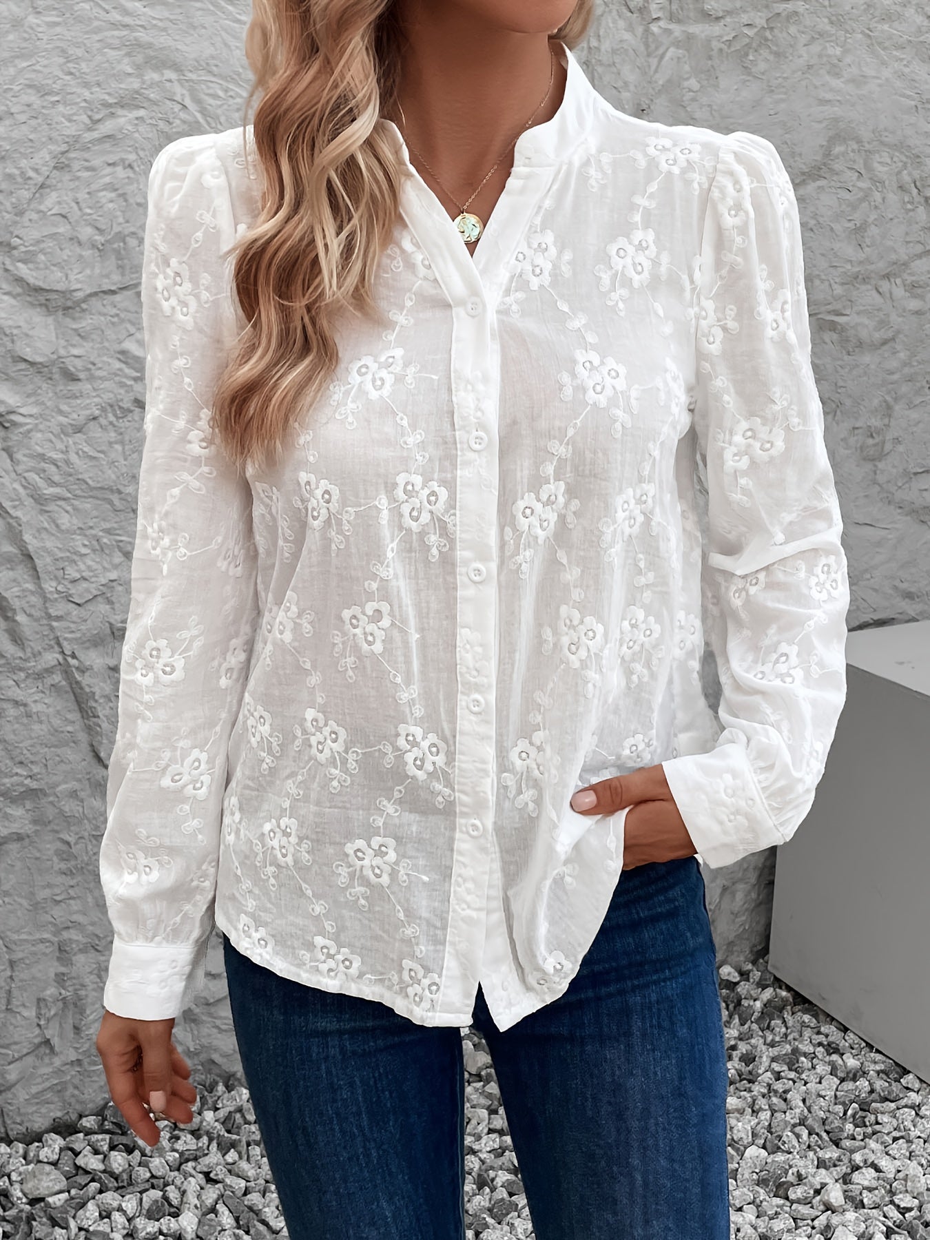 AMÉLIE™ Geborduurde Katoenen Blouse