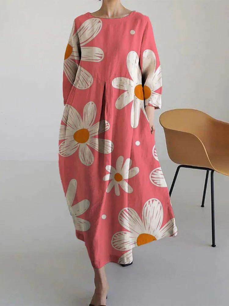 LOÏS - LICHTE BLOEMEN JURK MET KORTE MOUWEN