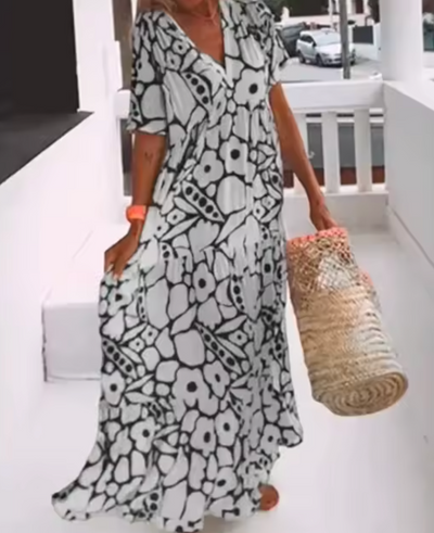 ESTER - Maxi Jurk met Korte Mouwen