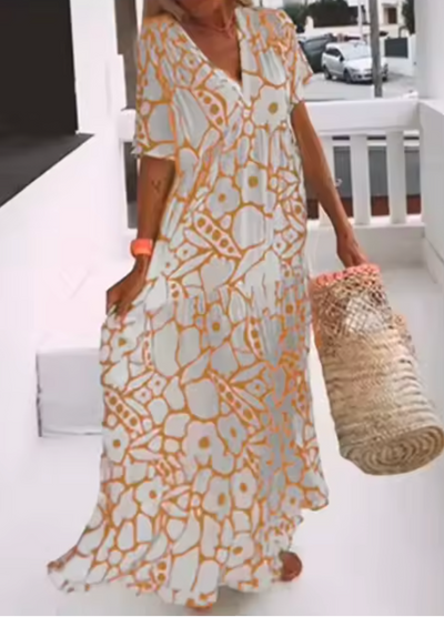 ESTER - Maxi Jurk met Korte Mouwen