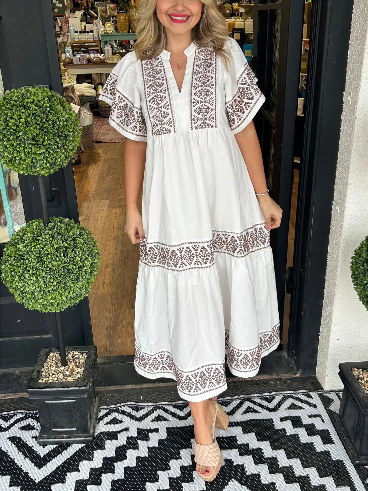 Noéa™ - Lange Boheemse Jurk met V-hals