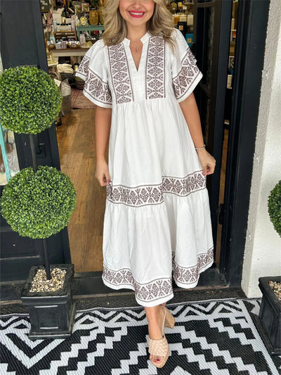 Noéa™ - Lange Boheemse Jurk met V-hals