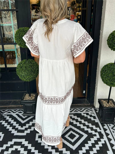 Noéa™ - Lange Boheemse Jurk met V-hals