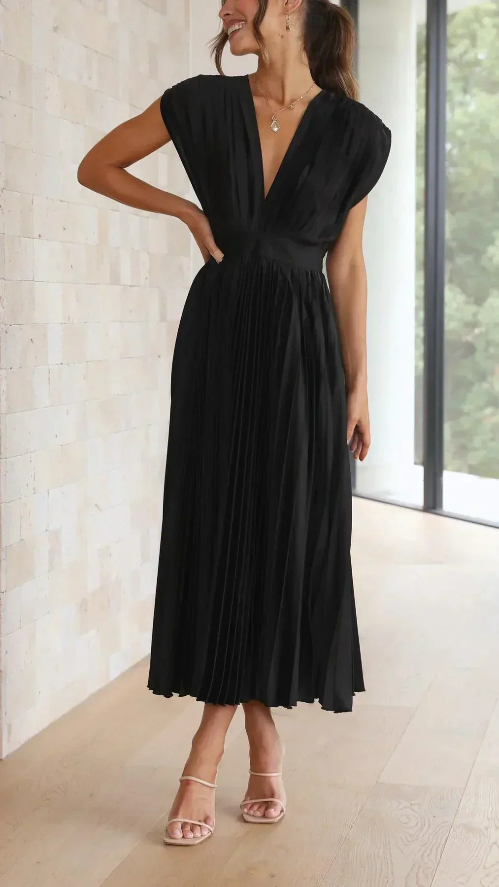 Leni - Elegante Sexy Plissé Jurk