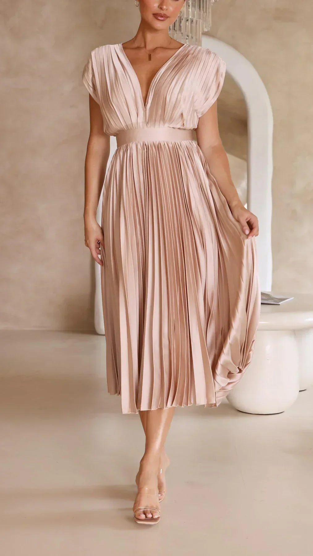 Leni - Elegante Sexy Plissé Jurk