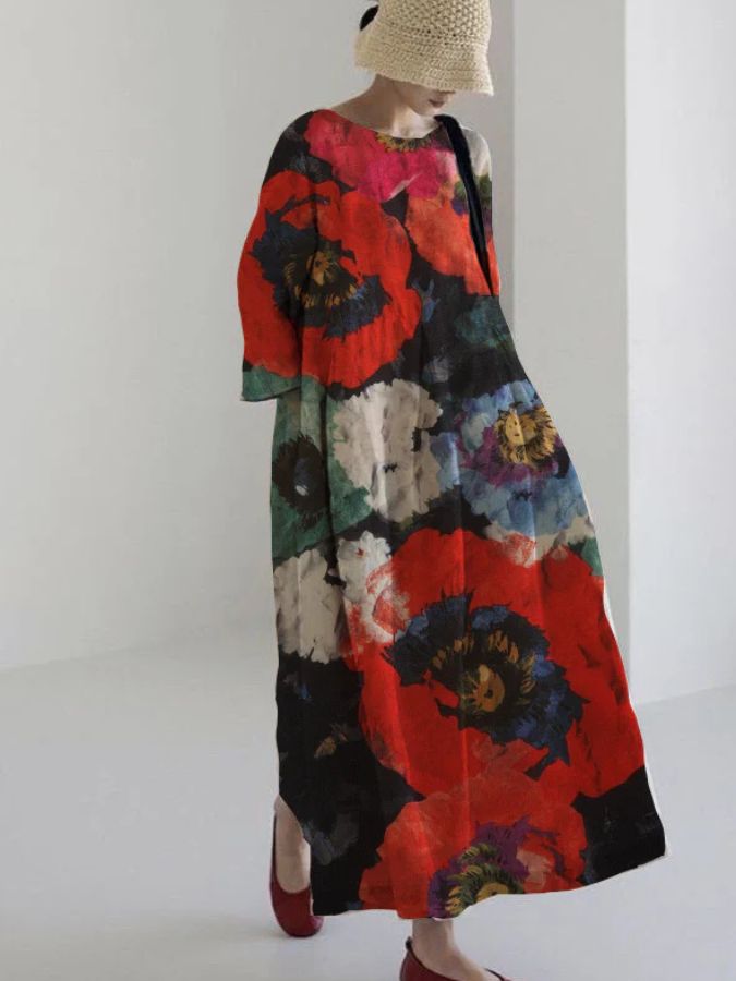 VICTORIA - PLANTENPRINT MIDI VAKANTIEJURK