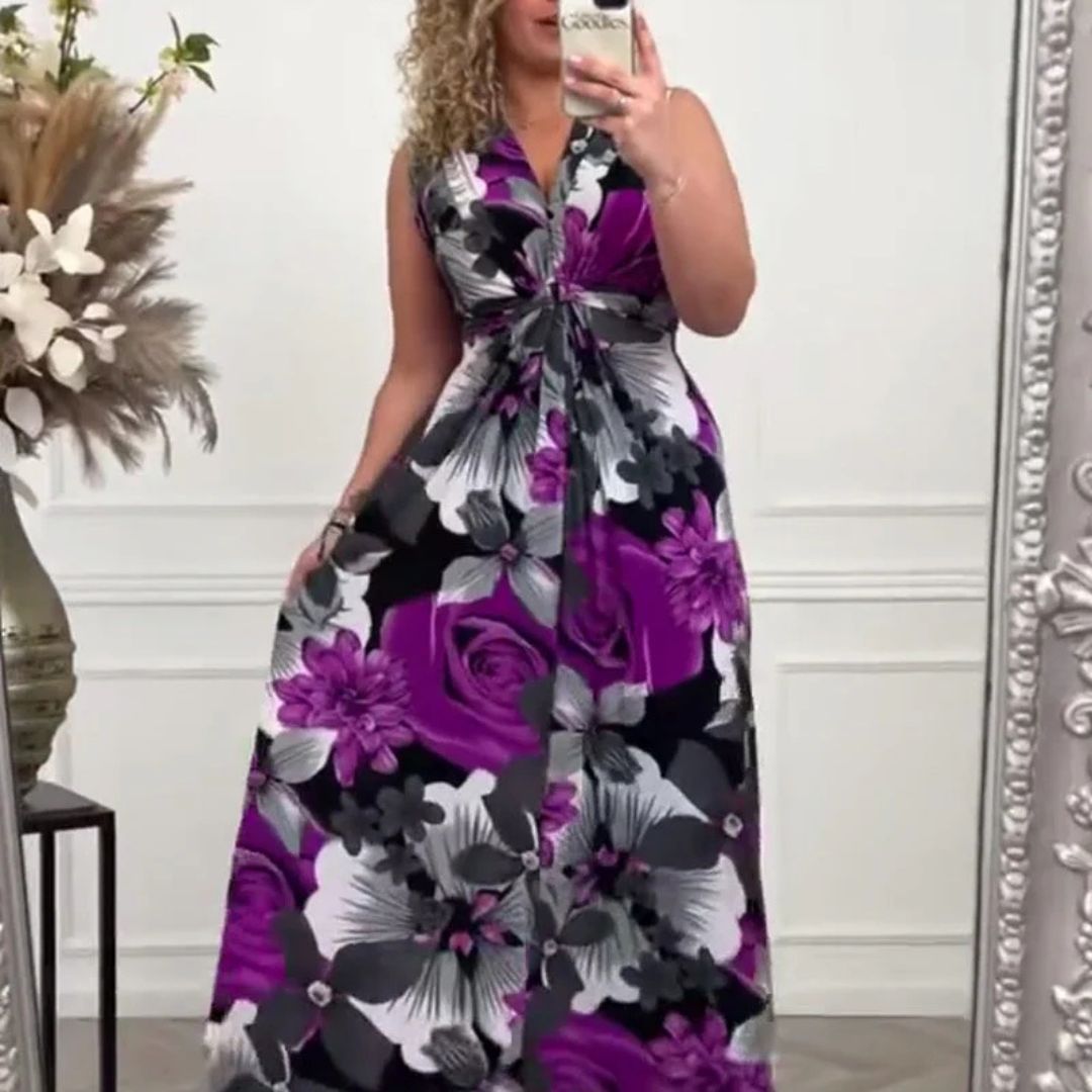 Sacha™ - Elegante mouwloze jurk met plissé bloemenprint