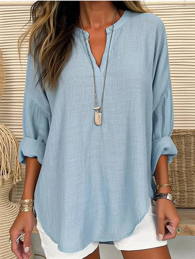 Lina – Losvallend strandshirt met lange mouwen