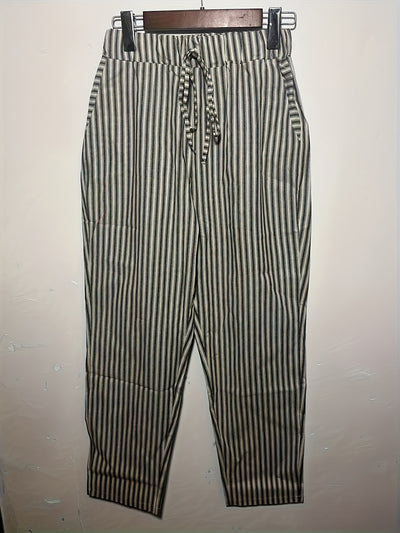 MARLENE™ | Gestreepte Linnen Broek