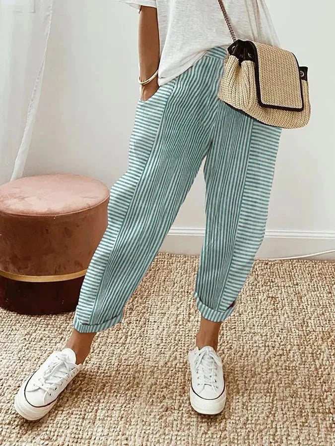 Maya – Gestreepte broek | Groen