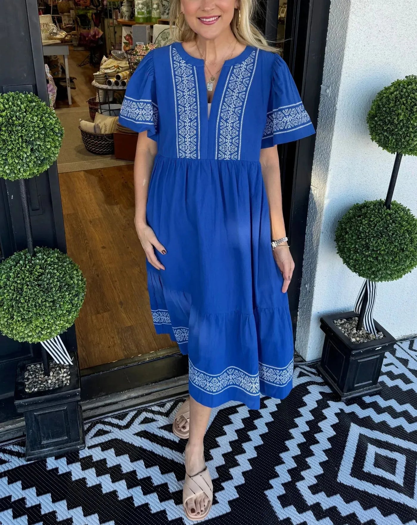 Noéa™ - Lange Boheemse Jurk met V-hals