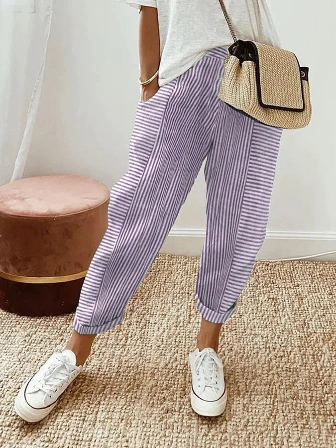 Maya – Gestreepte broek | Paars