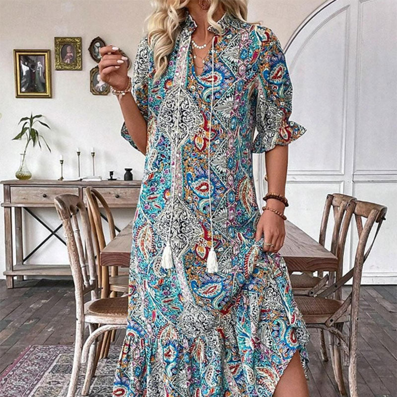 Lise™ - Elegante Bobo Jurk met Bloemenpatroon