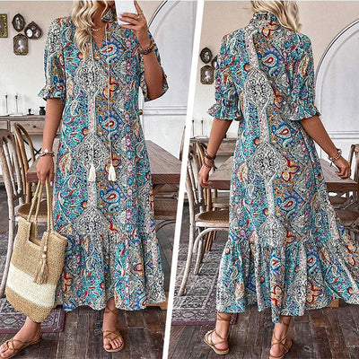 Lise™ - Elegante Bobo Jurk met Bloemenpatroon