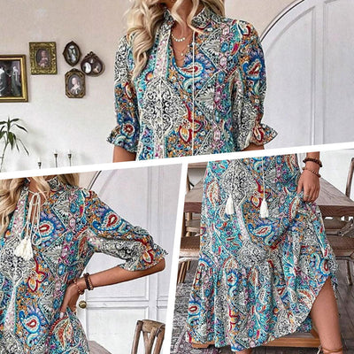 Lise™ - Elegante Bobo Jurk met Bloemenpatroon
