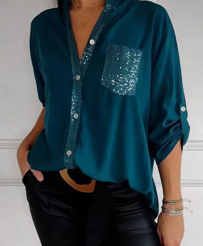 Patchwork dagelijkse blouse met glitters 2025