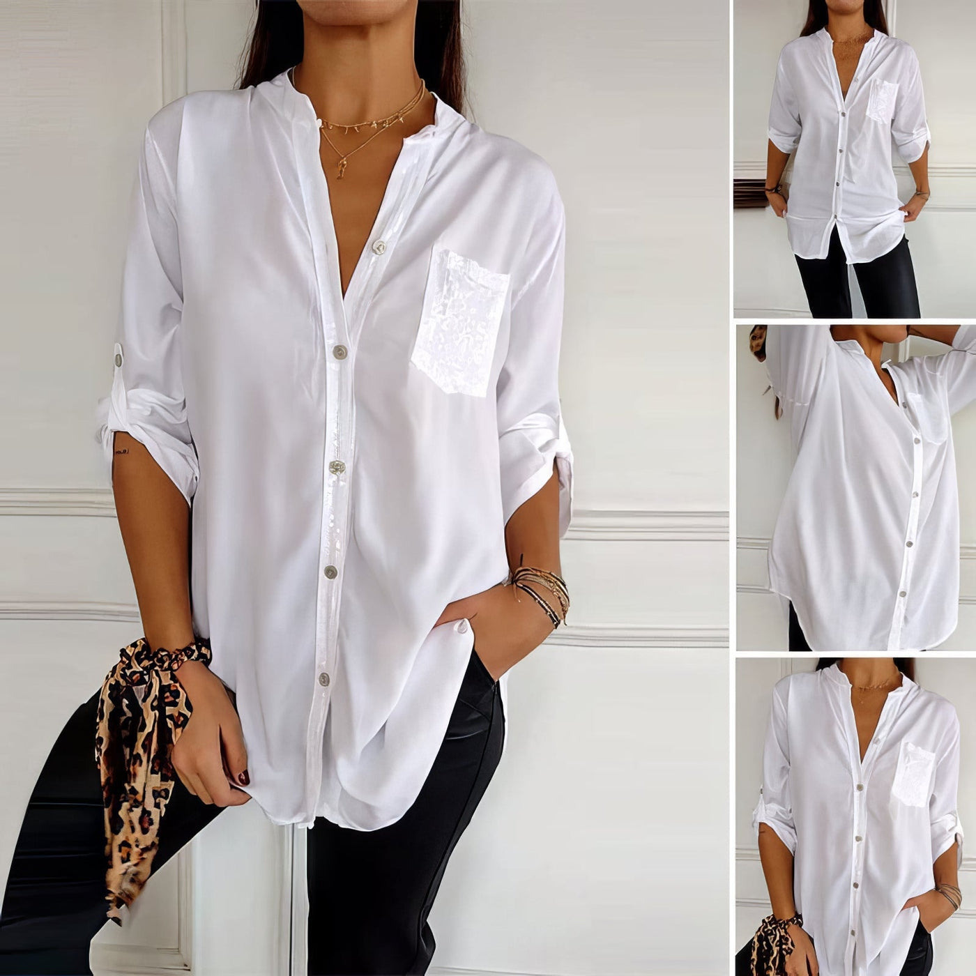 Patchwork dagelijkse blouse met glitters 2025