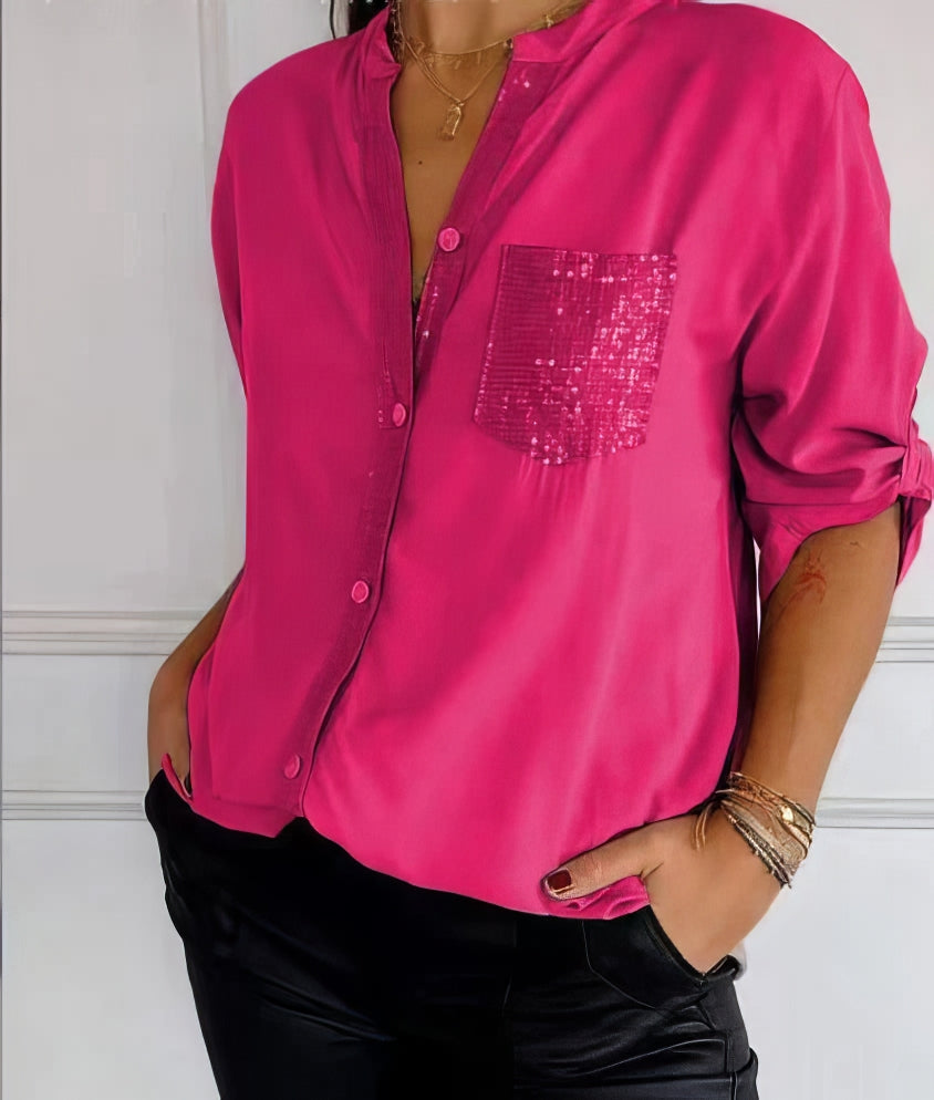 Patchwork dagelijkse blouse met glitters 2025