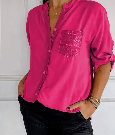 Patchwork dagelijkse blouse met glitters 2025